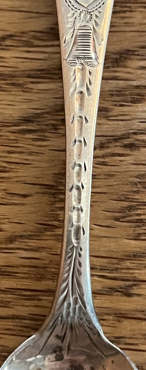 American Coin Silver Engraved Demitasse Spoon P L Krider Philadelphia 1850-1855