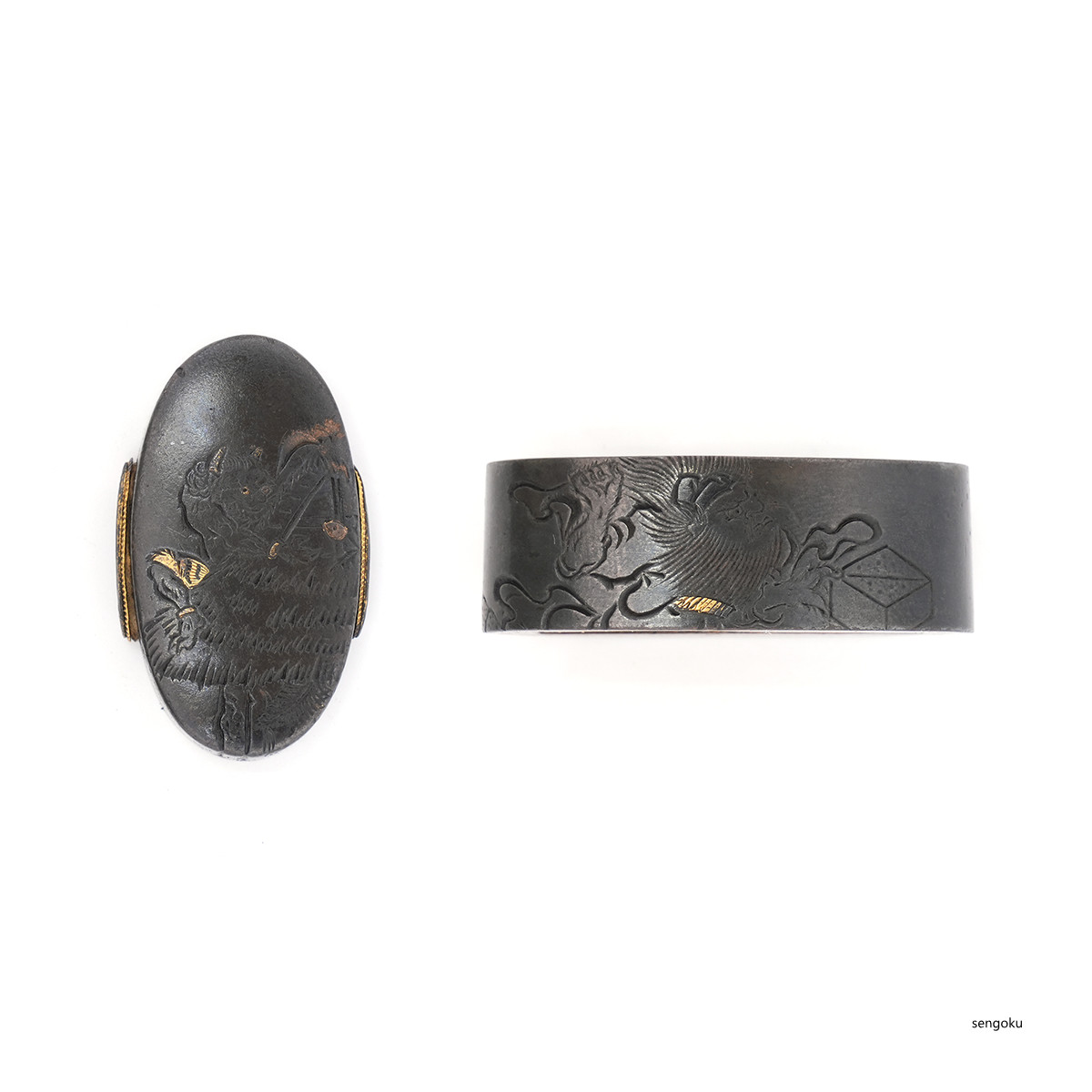 Fuchigashira Japan Antique Japanese Sword Edo Period Copper Exorcism Shoki 14266