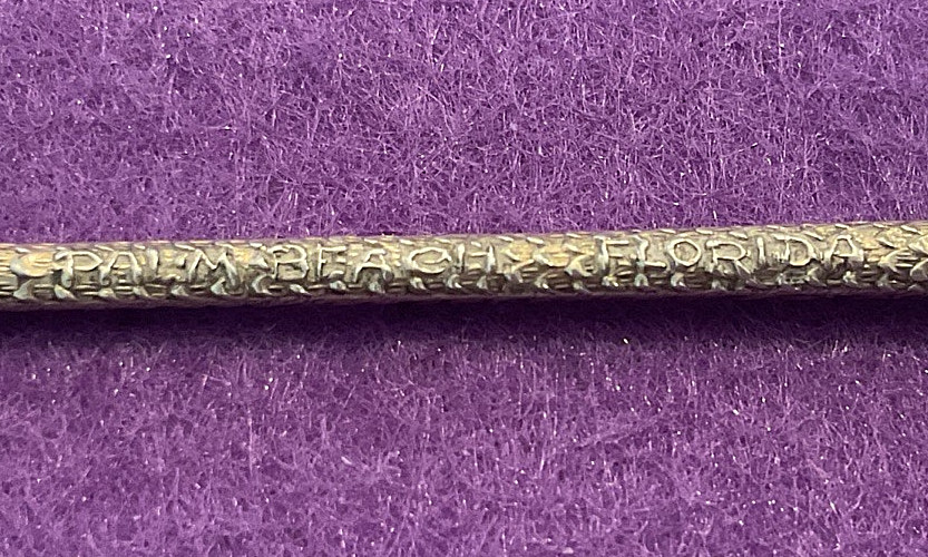 Palm Beach Florida Palm Tree Heart Leaf Bowl Gilt Sterling Souvenir Spoon 11.5g