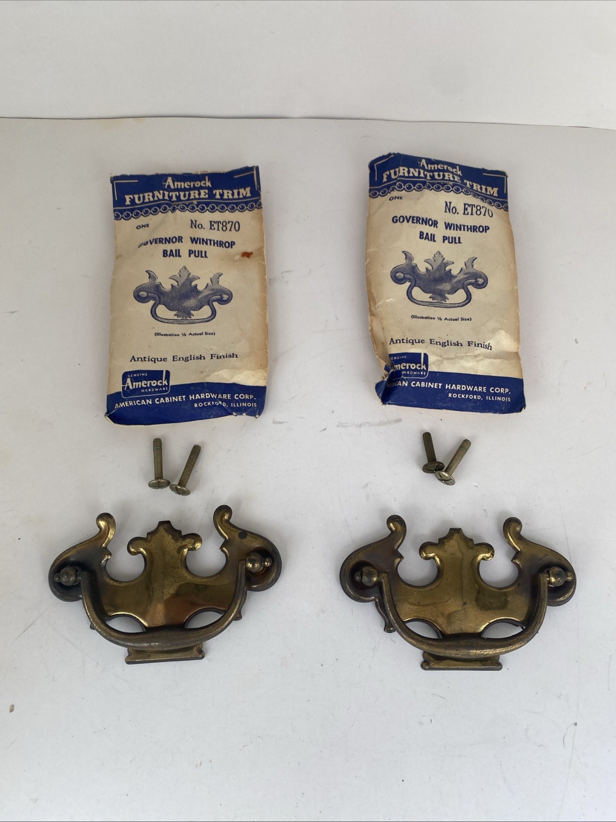 Amerock ET870 Governor Winthrop Bail Pull LOT OF 2 Antique English Drawer Pulls