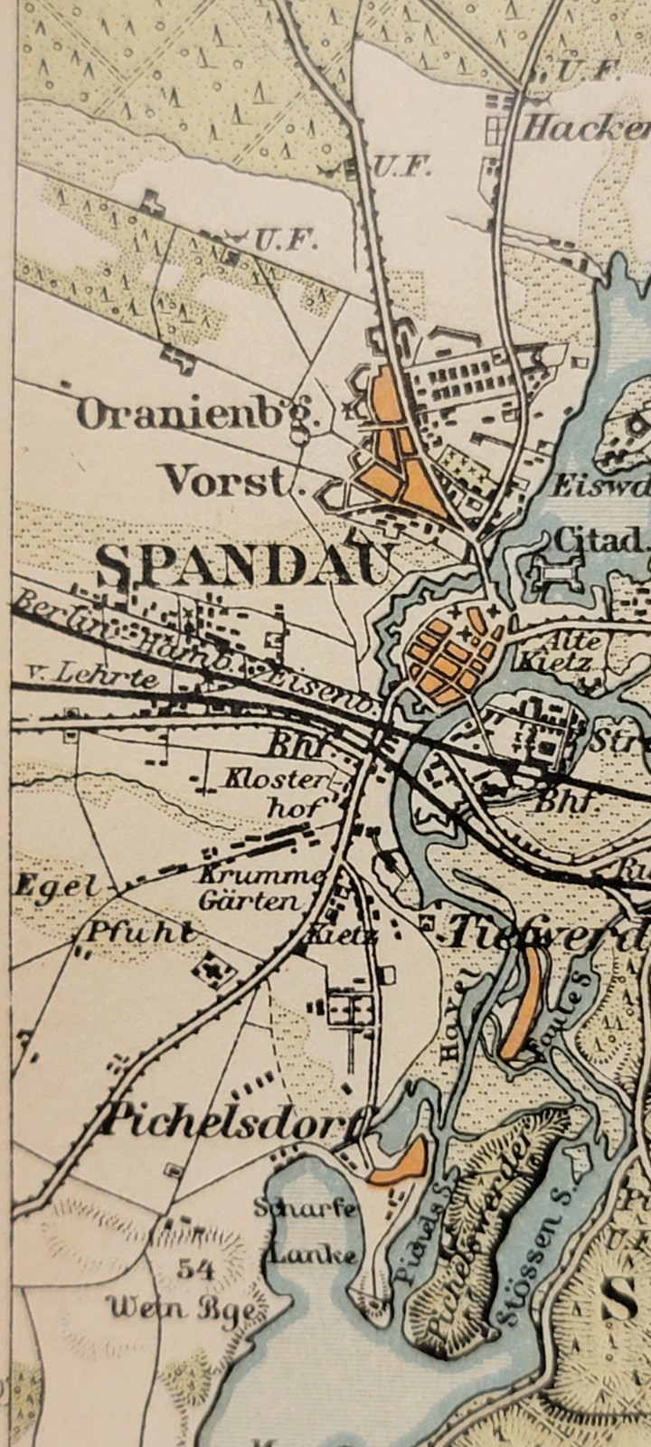 Two 1898 colored maps Berlin, Berlin Surroundings + B&W Berlin Buildings Meyers