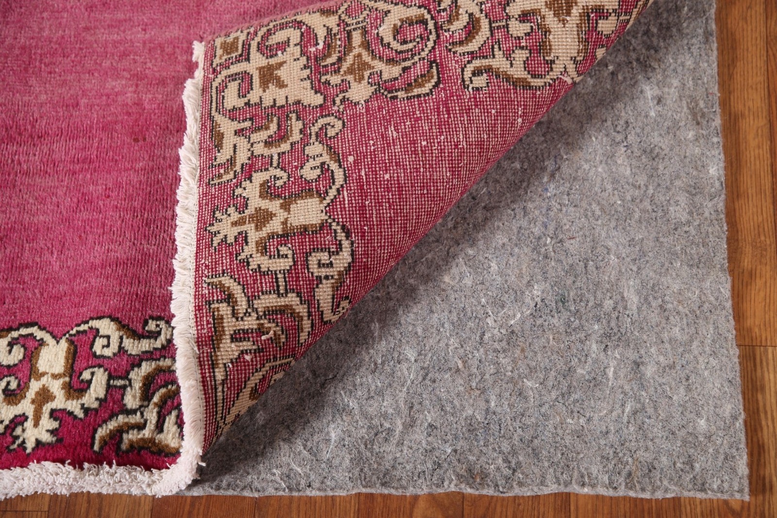 Bordered 10 ft Runner Rug 3×10 Pink Wool Hand-made Classic Carpet
