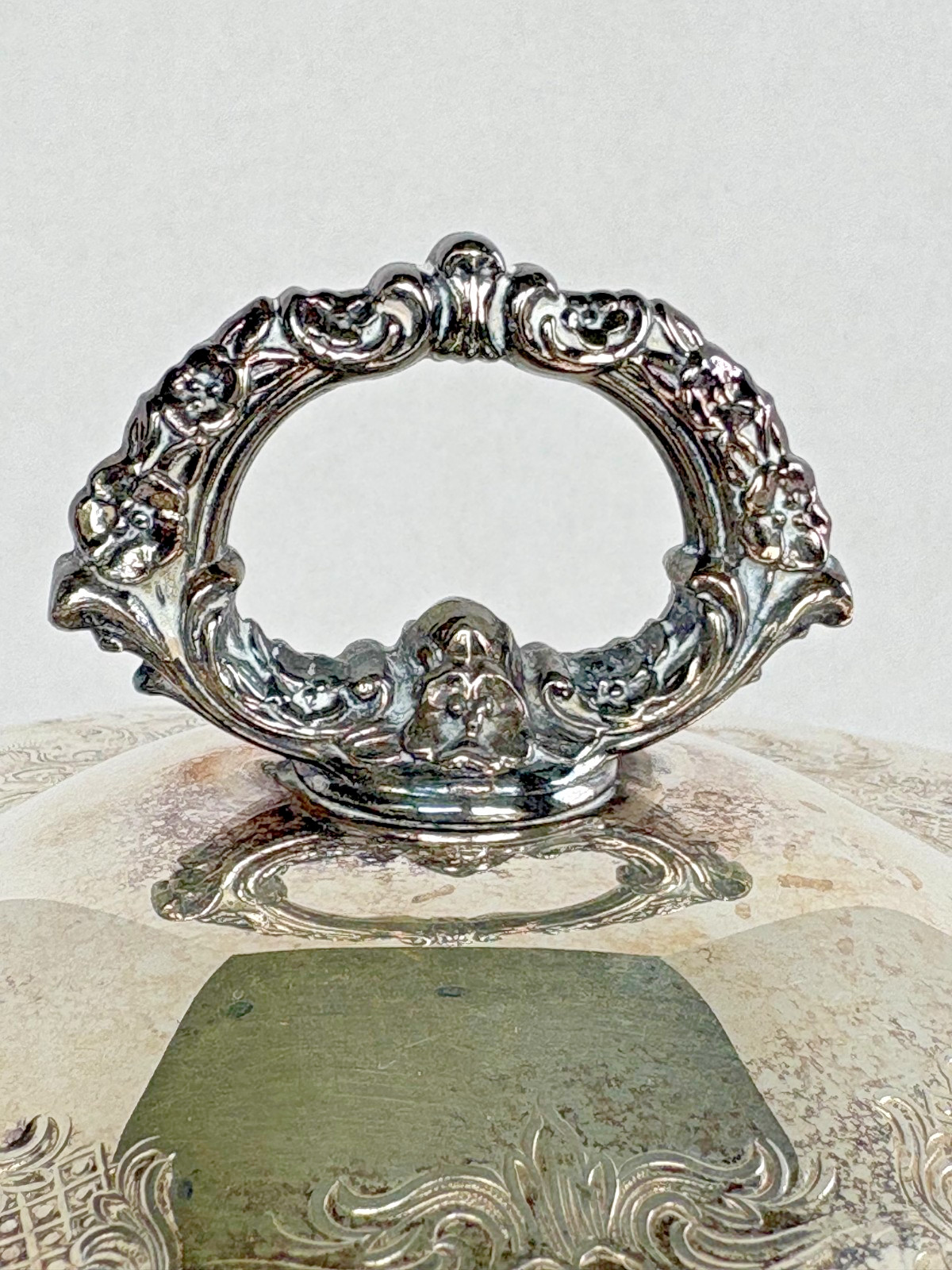 Poole Silver Co. EPCA Silver Plate Footed Covered Serving Dish Rococo Engraved