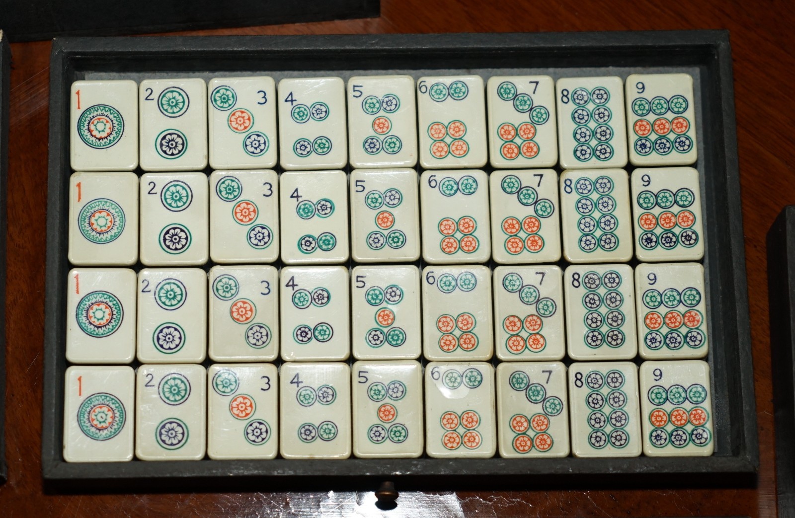 ANTIQUE CIRCA 1950’s CHINESE IMPERIAL MAHJONG SET WITH THE ORIGINAL RACKS