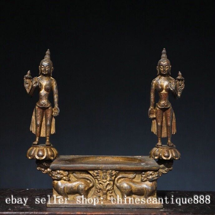 11.8” Old Tibet Tibetan Buddhism Bronze Gilt Shakyamuni Amitabha Buddha Statue