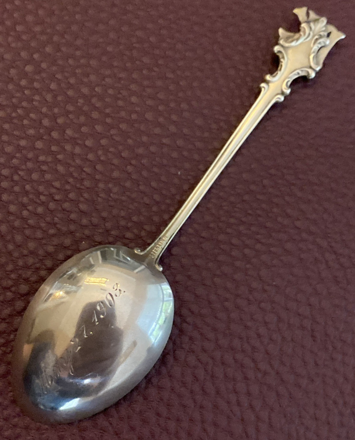 Dated 1903! United Kingdom “UK” England 4.25″ Enamel Sterling Souvenir Spoon 13g