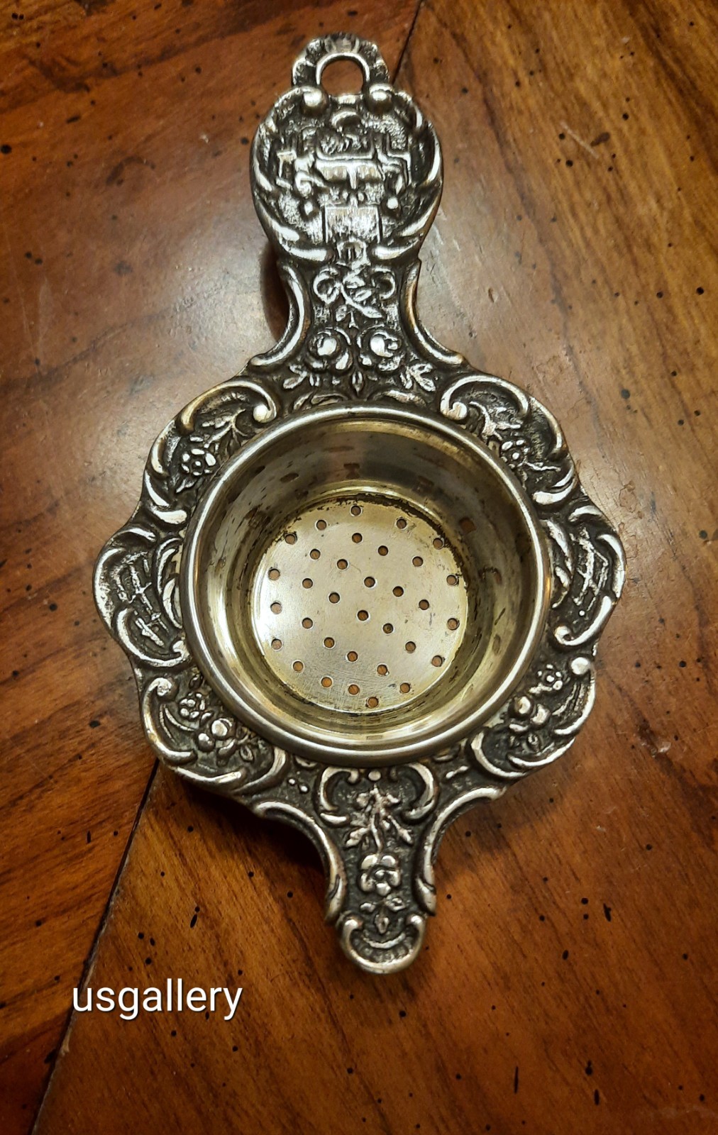 Antique Silver 32.1 Gram Tea Strainer Marked G .800 With Handle
