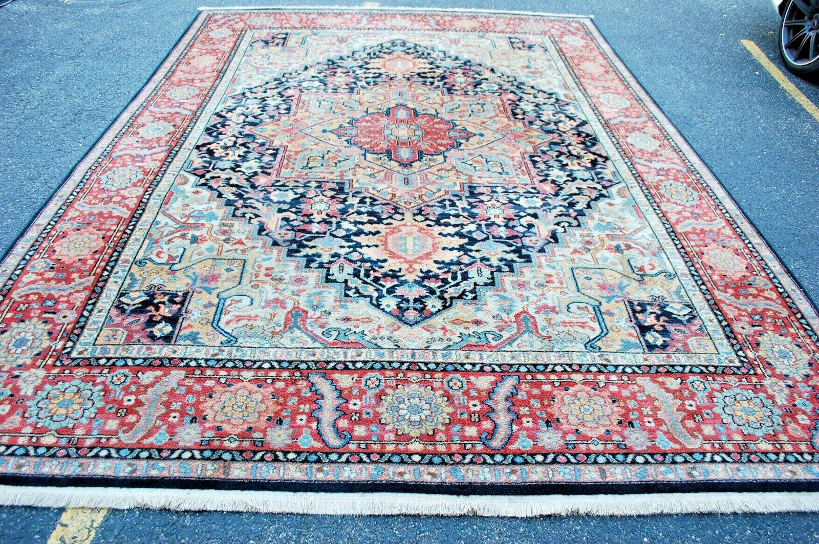 MINT AUTHENTIC AMERICAN KARASTAN NAVY HERIZ#700/701 RUG CARPET 8.8X12 LARGE SIZE