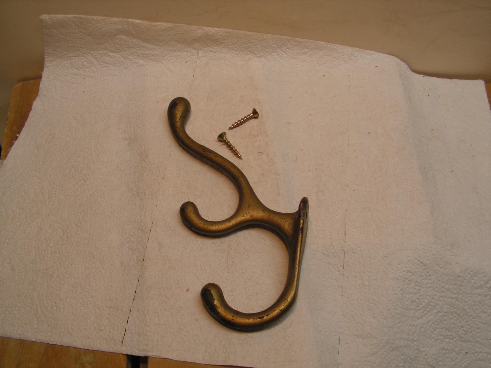 Antique Solid Steel Wall Hook Vintage TRIPLE Ball End Coat Hat Hook Rustic