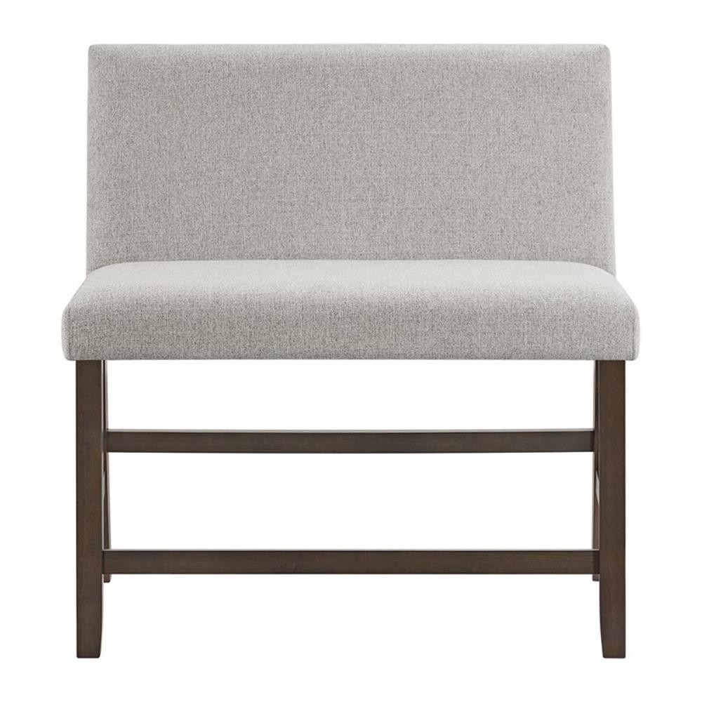 Maklaine Transitional Counter Bench with Upholstered Back in Brown