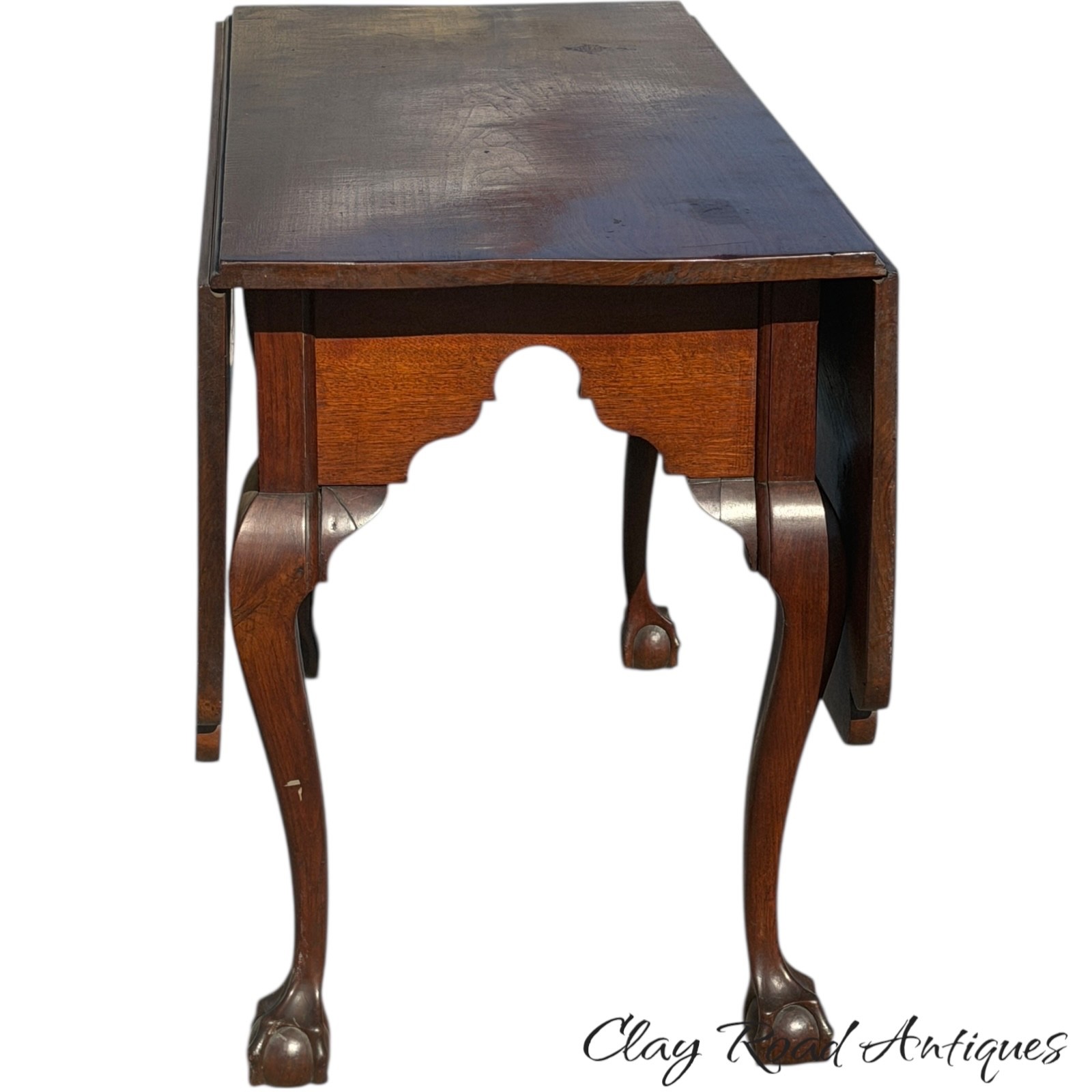 Antique Walnut Chippendale dining table 18th style ball & claw gate leg