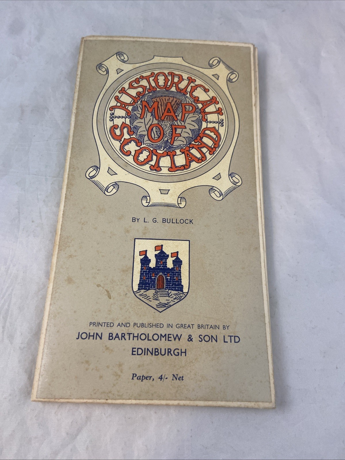 Historical Map of Scotland LG Bullock vintage illustrated ca 1950s 4 Shillings!