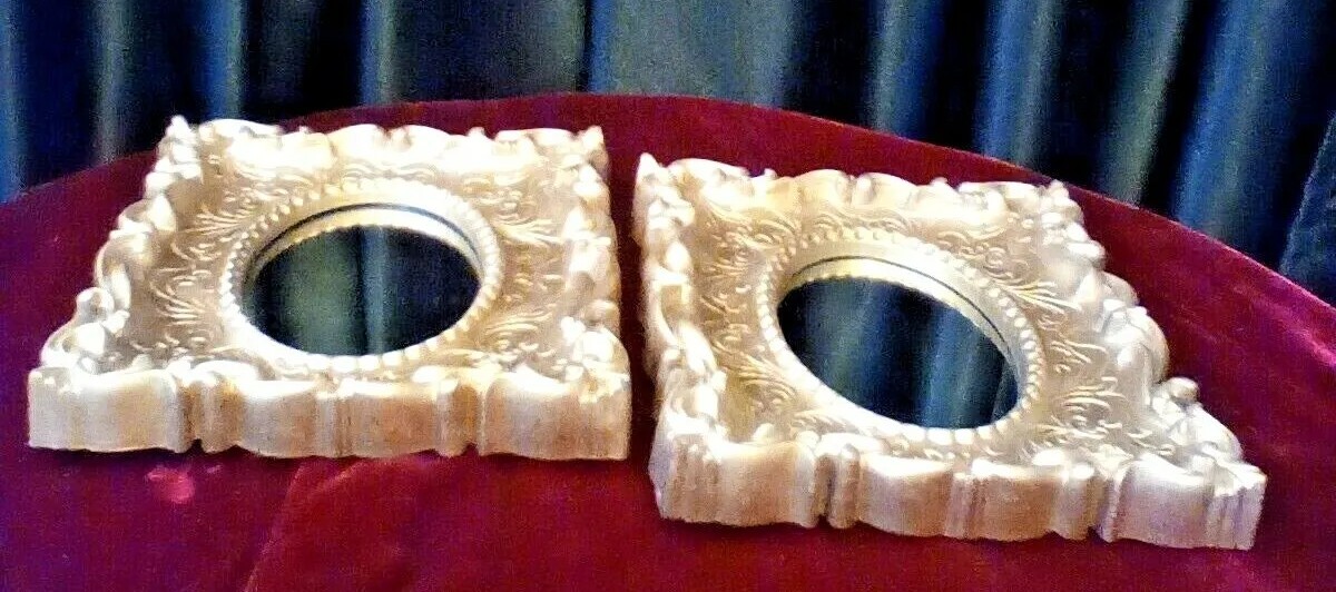 VINTAGE GOLD ORNATE FRAMED MIRROR SET OF 2 WALL MCM HOLLYWOOD REGENCY DECOR