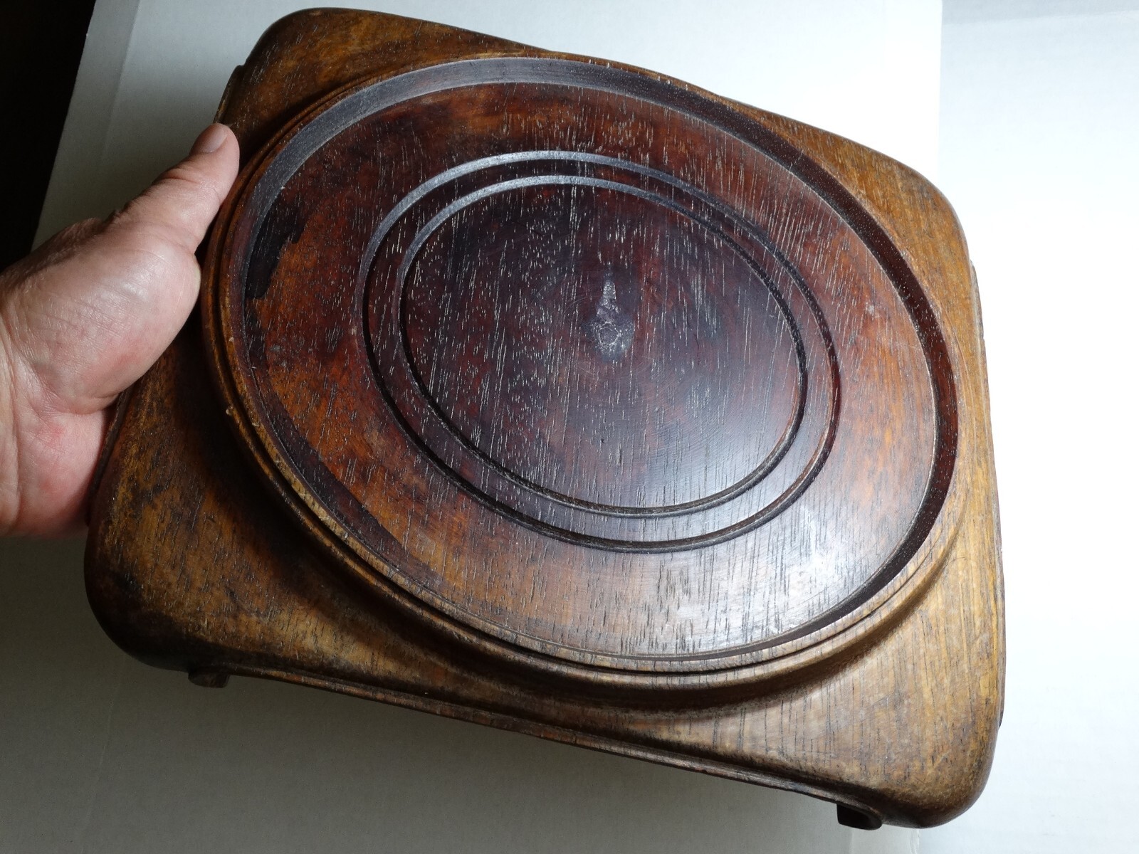 Huge (9″) Chinese Antique Solid Rosewood Vase/Statue Stand – Sturdy & Stable