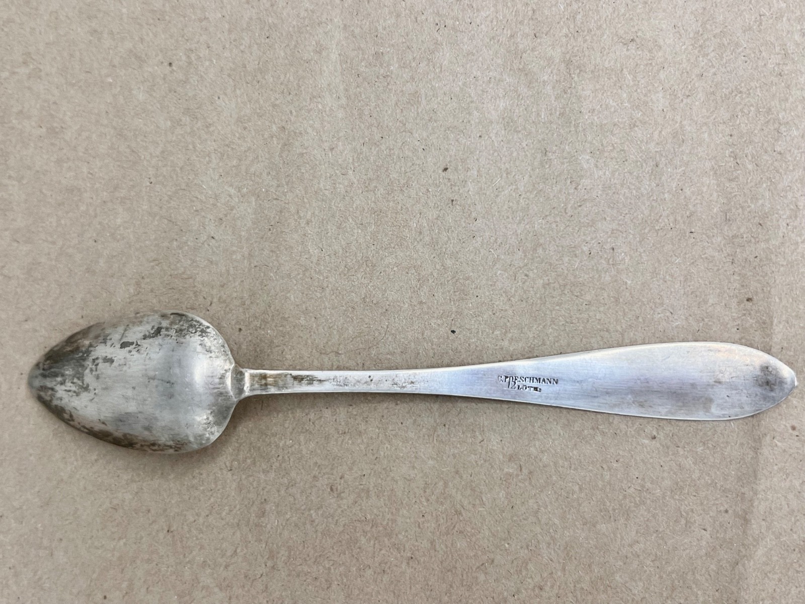Antique German Solid Silver Spoon C.P. Deschmann 12 Lot .750 Silver 12g Monogram