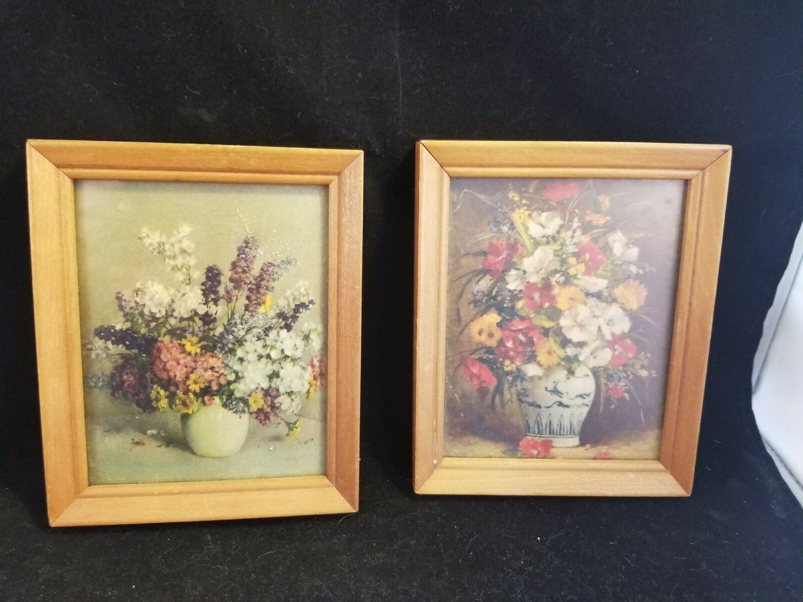 2 Vintage floral framed pictures 4.5 x 5.5″