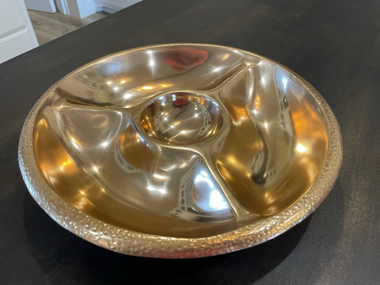 Thirstystone Hammered Copper Chip And Dip Server Bowl Tray Nice! N626-KA B95