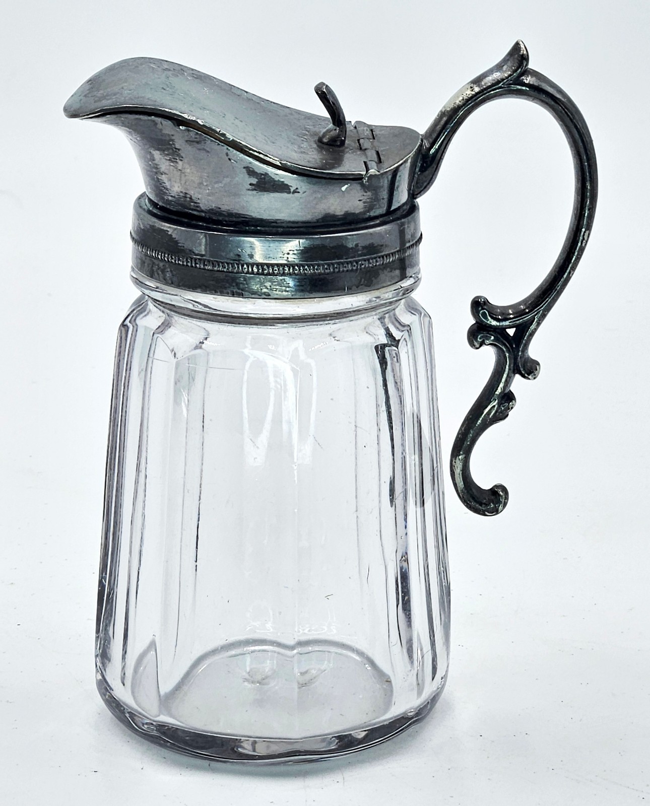Syrup Antique Handblown Glass with Metal Spout and Handle