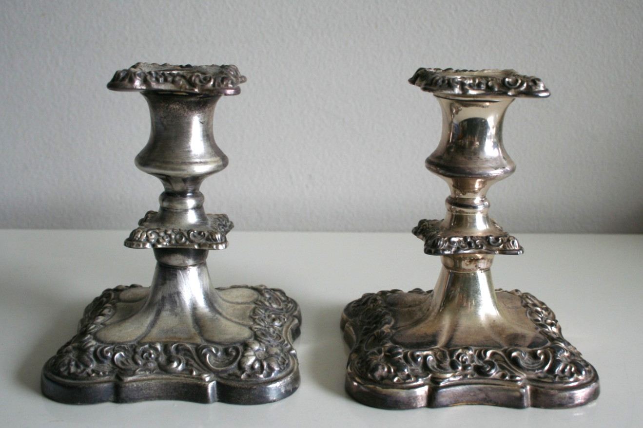 Benedict Proctor Silverplate Ornate Candlestick Holder PAIR 2446 Floral
