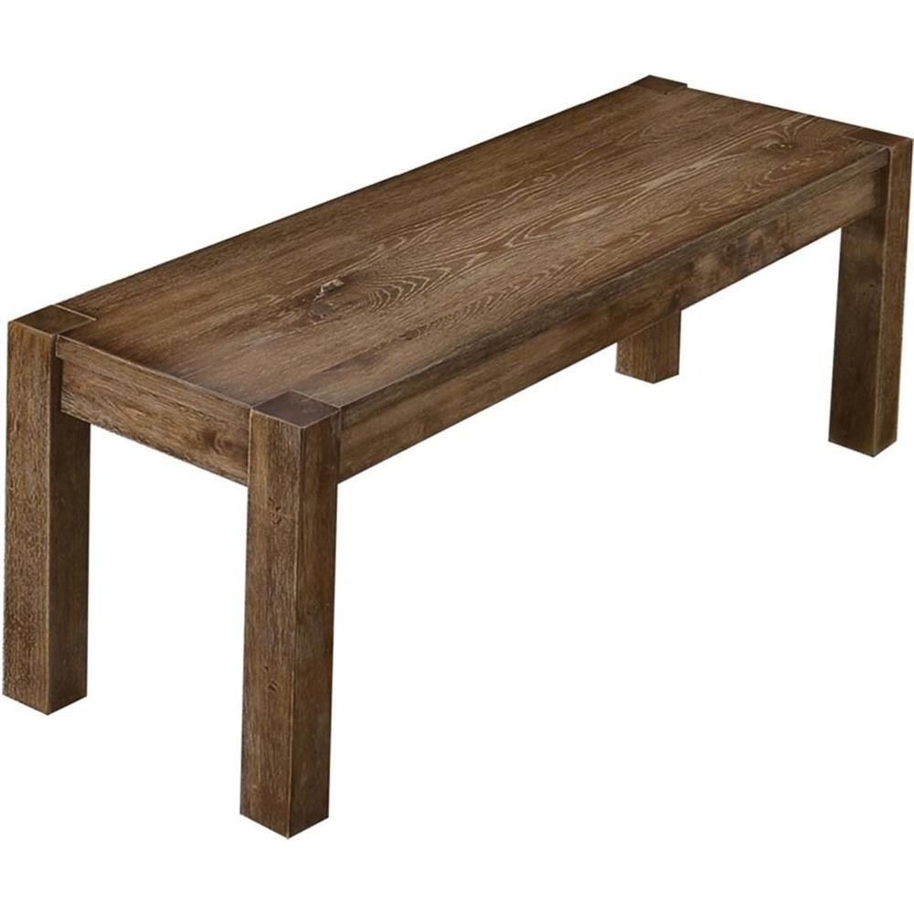 Pemberly Row 48″ Transitional Wood Dining Bench in Driftwood