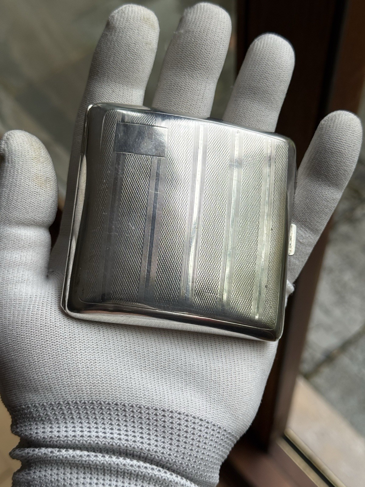 Antique Solid Silver Cigarette Case Box Birmin 1925 William Neal No Scrap 90.3gr
