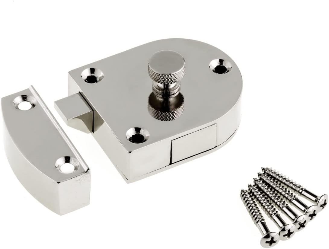 Gate Latch 3-1/4 in 83mm Secret Concealed Push Button Zinc Alloy Polished Nickel
