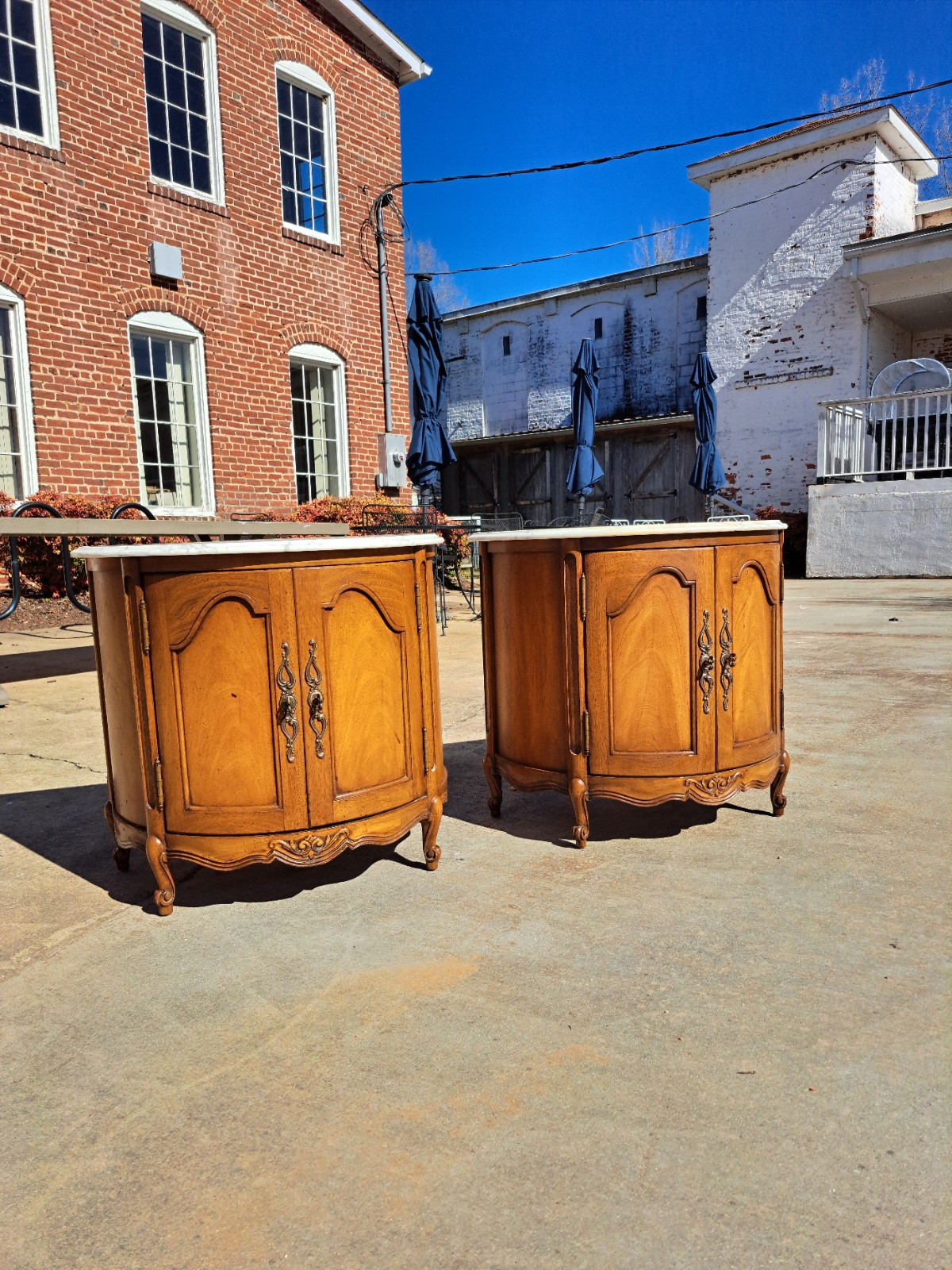 Walnut French Bedside Commodes 20th Century By White Furniture Company