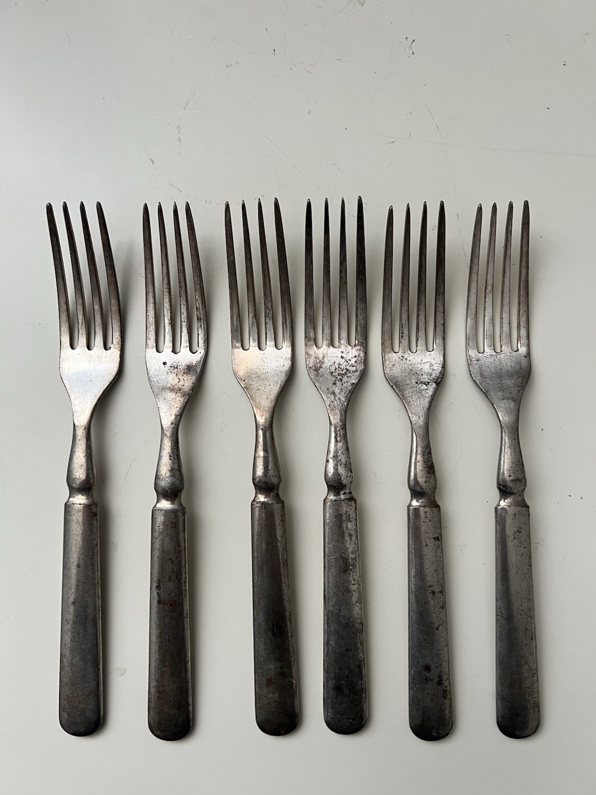 Set of Six Forks Possibly Silver Plated They Appear Tarnished Vintage