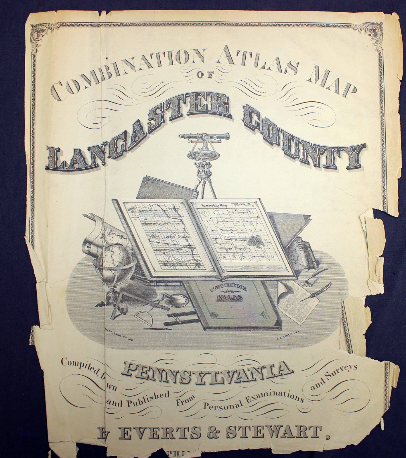 1875 Plat Map Mount Joy Township Lancaster County Pennsylvania Genealogy