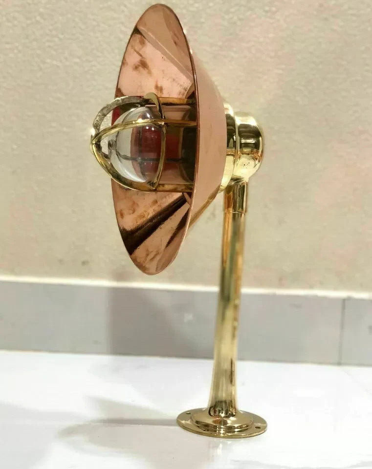 Vintage Antique Brass Bulkhead Nautical Wall Sconces Light Fixture-Copper Shade