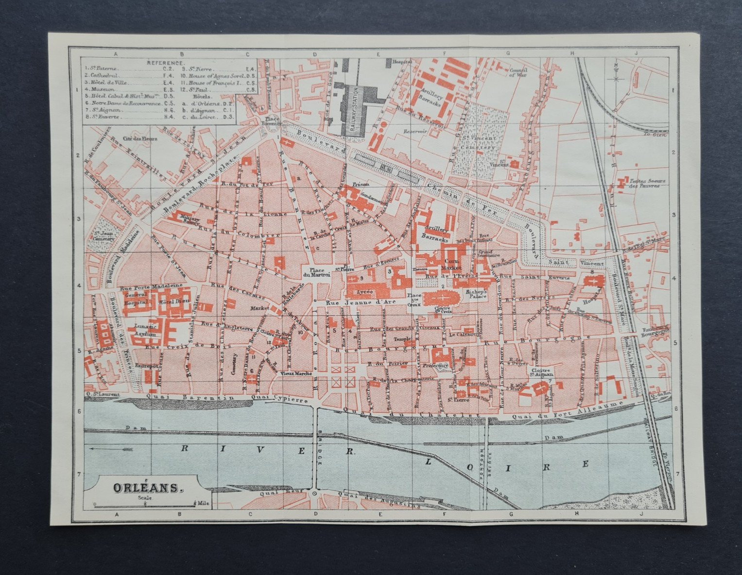 Antique 1892 Map – Plan of Orleans – Loiret – Loire – France – FS Weller
