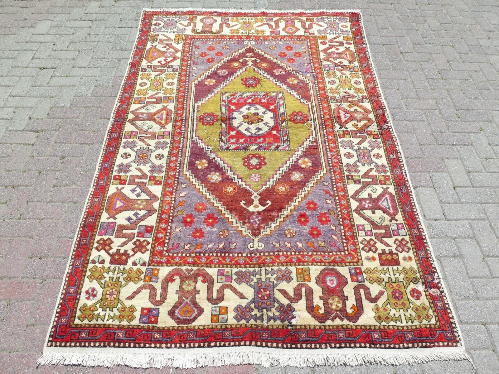 Vintage Bergama Rugs, Wool Carpet, Handmade Rug, Modern Rug BohoTeppich 63″X102″