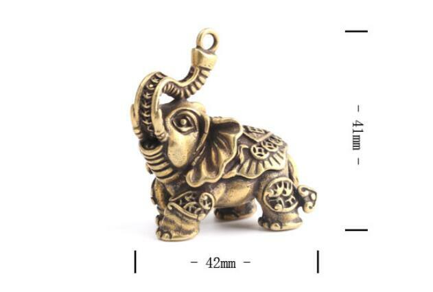 Collectable Antique Retro Copper Elephant Keychain Pendant Creative Decoration