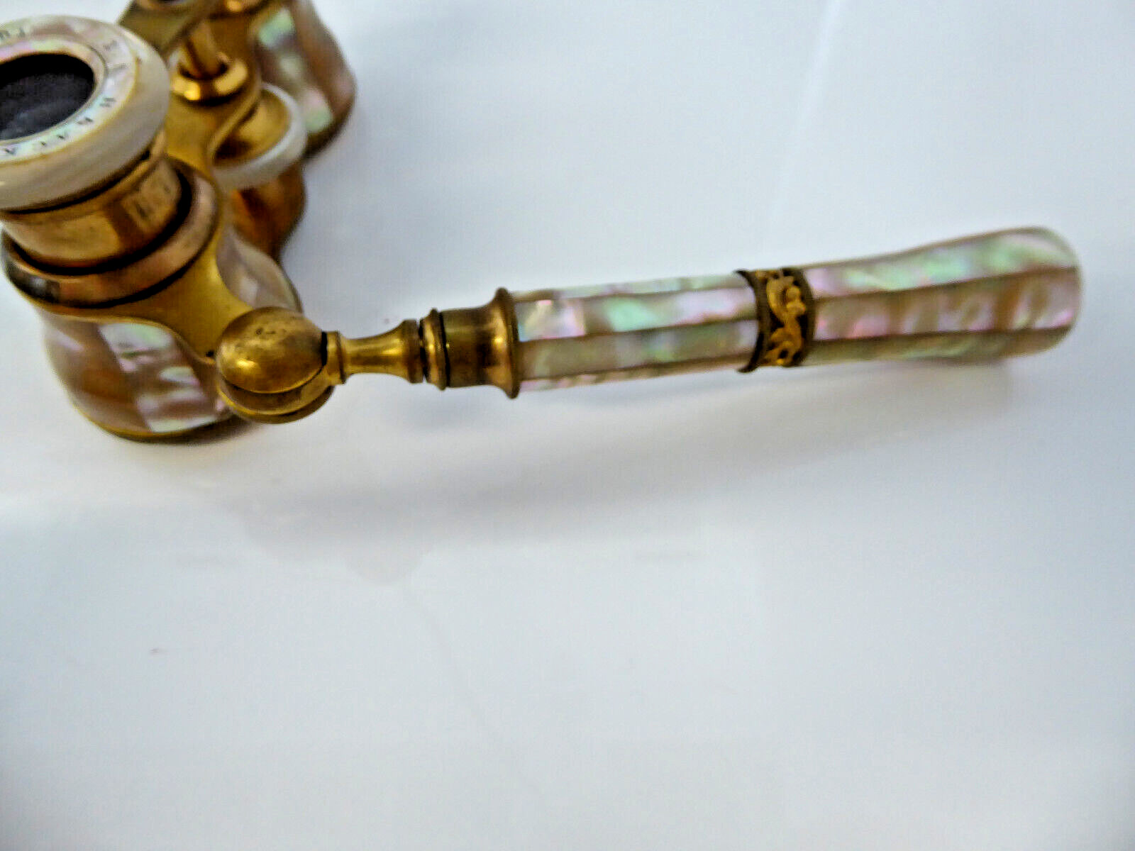 C. 1900 Lacombe Fabt Paris Mother of Pearl Opera Glasses w/ Handle