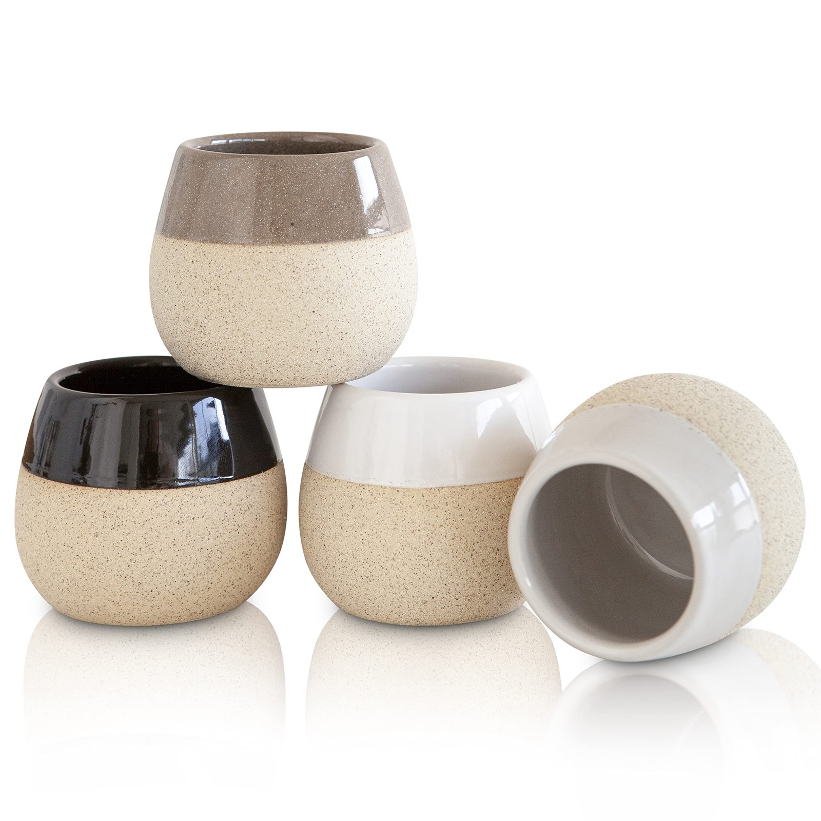 Ceramic Espresso Cups Set of 4, 4.5oz capacity – Small Modern Coffee Cups – D…