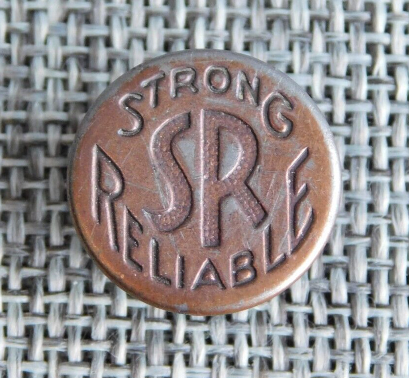 Antique Vtg Uniform Work Stud Button SR Strong Aprx: 11/16″ #503-B