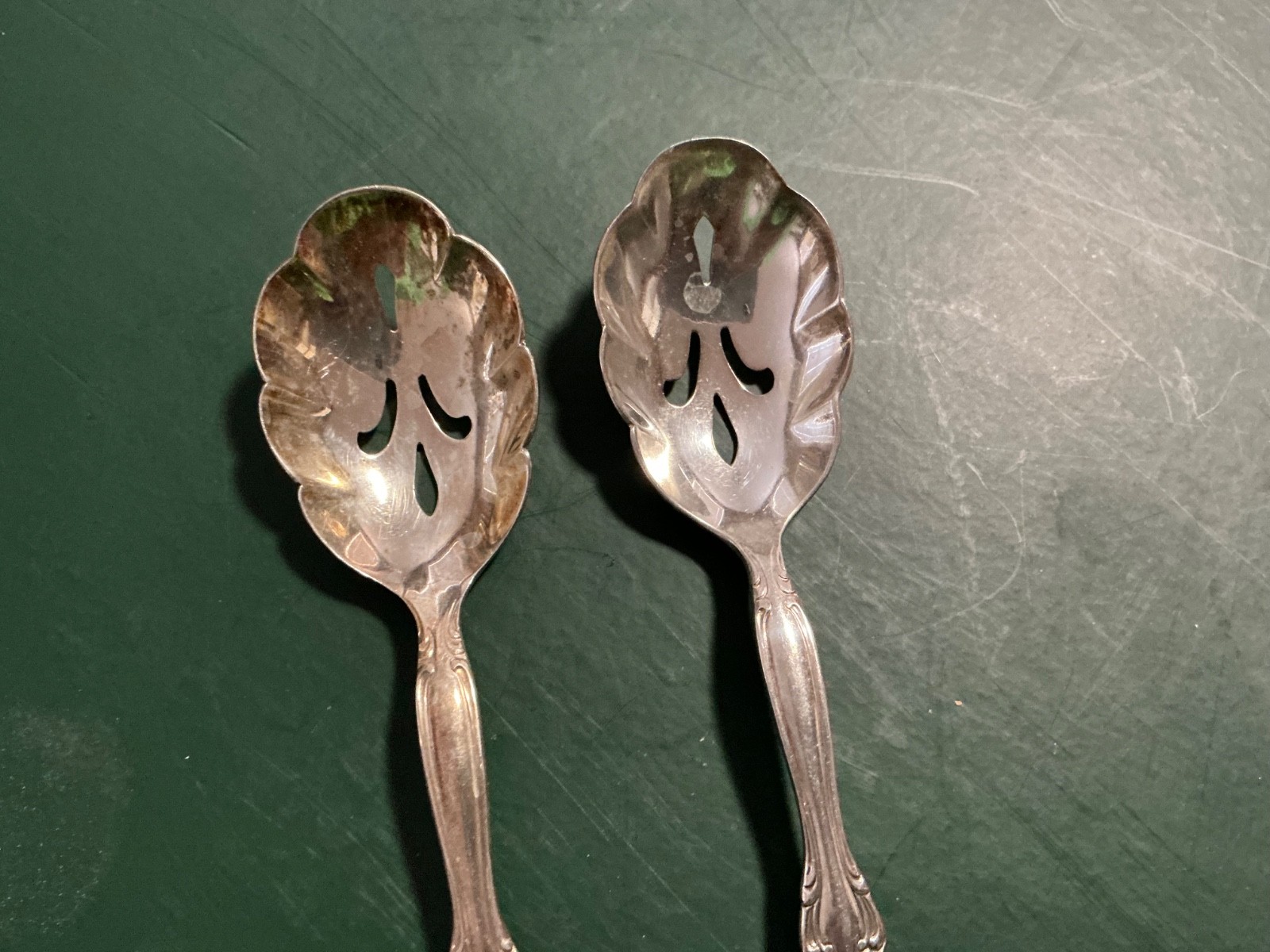 International Silver Silver-plate “Interlude” Pierced Shell Sugar Spoon Lot of 2
