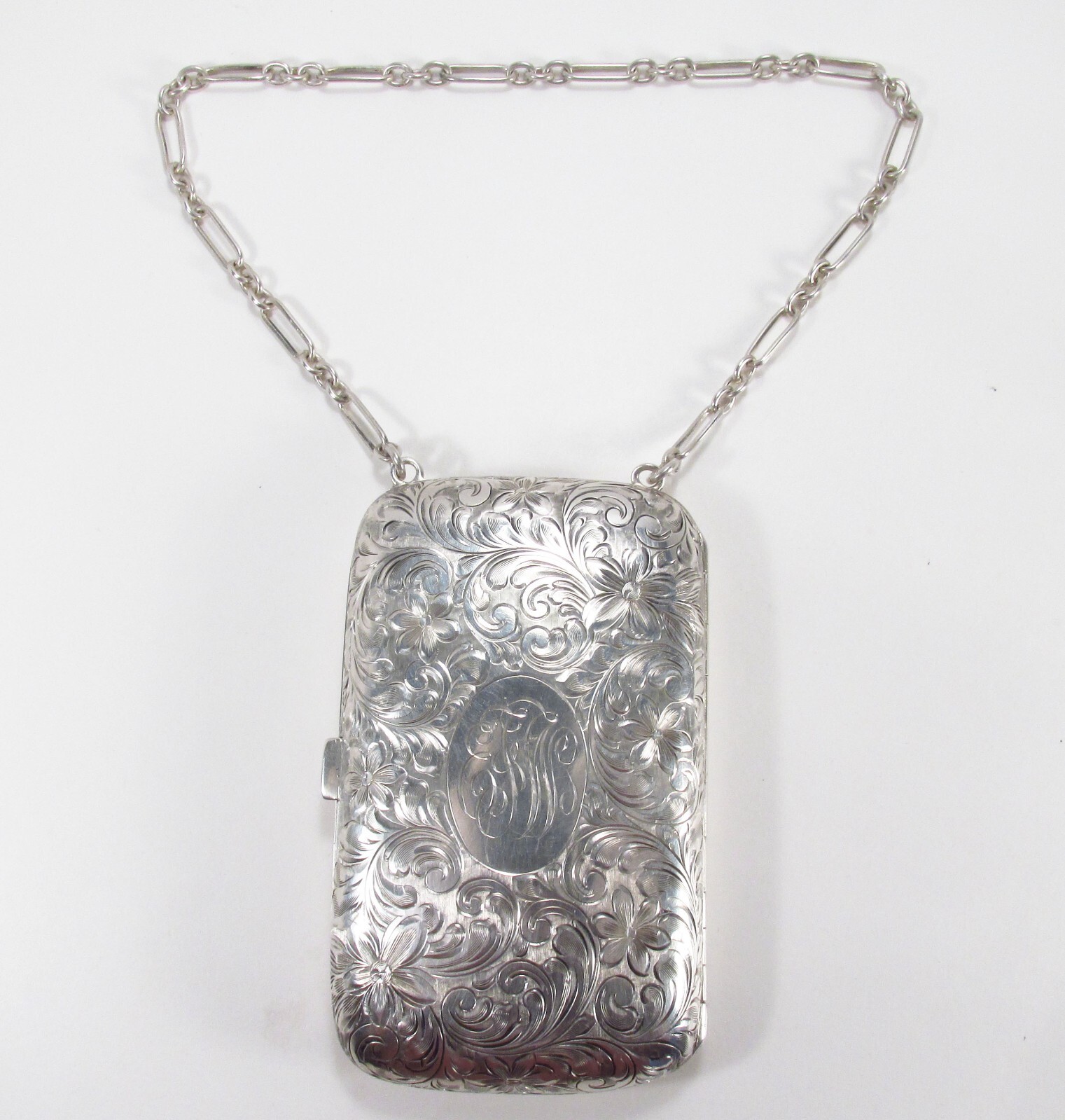 Vintage Watrous USA Sterling Silver Wristlet Dance Card Case Coin Purse Wallet