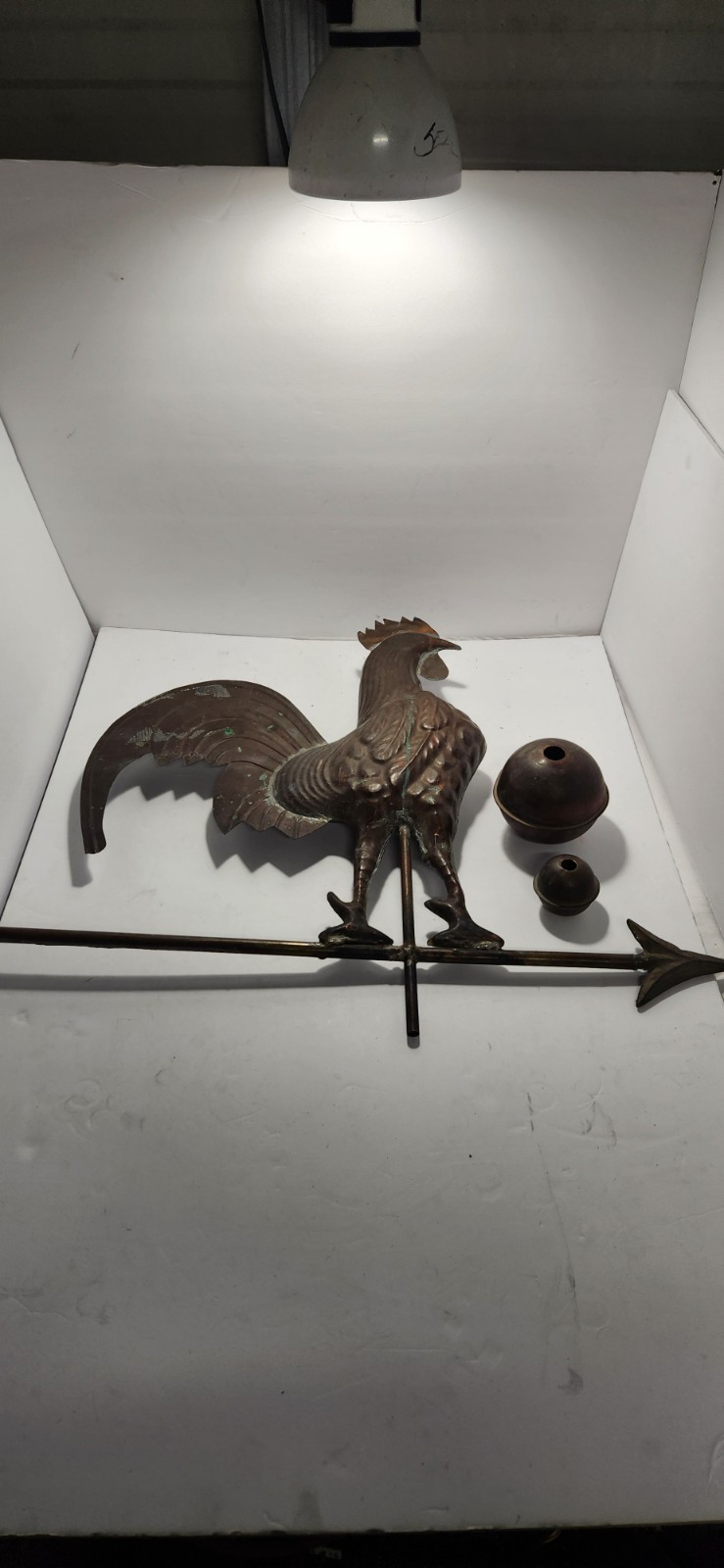 Rare c.1900 “3 inch Swell-Bodied” Copper Rooster Weathervane- American Folk Art