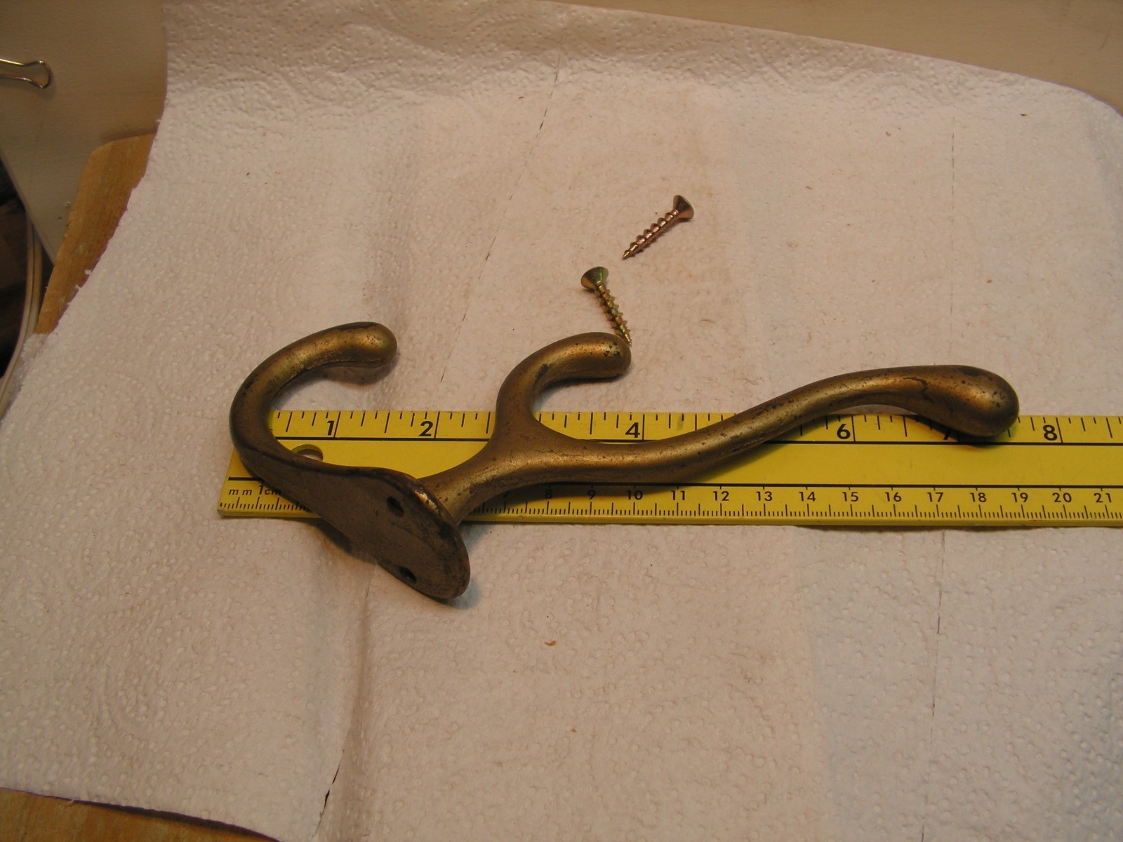 Antique Solid Steel Wall Hook Vintage TRIPLE Ball End Coat Hat Hook Rustic