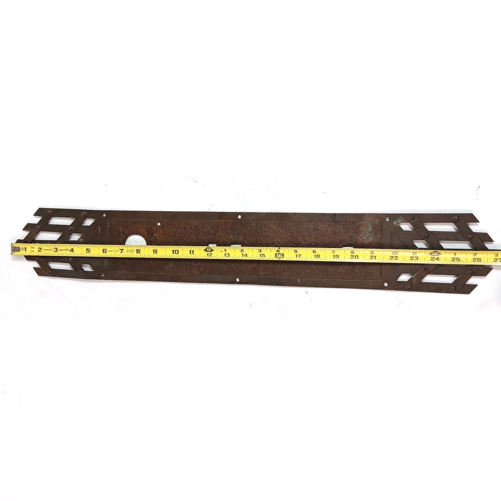 gothic-styke antique brass 27″ door push plate / backplate
