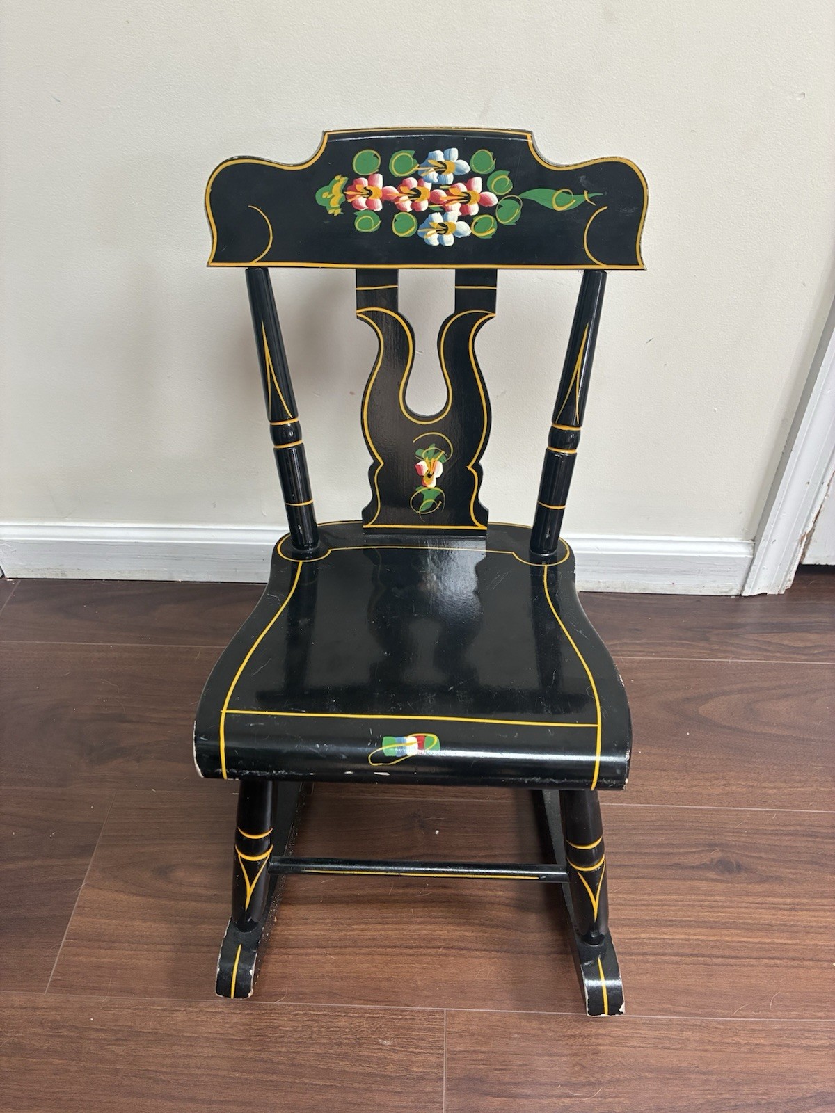 J.S.Ebersol Hand Crafted Painted Folk Art Chair,Small Vintage 1968, Pennsylvania