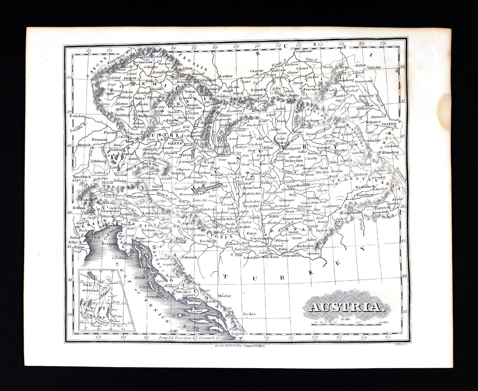 1847 Hazen Morse Map Austria Hungary Bohemia Croatia Prague Vienna Transylvania