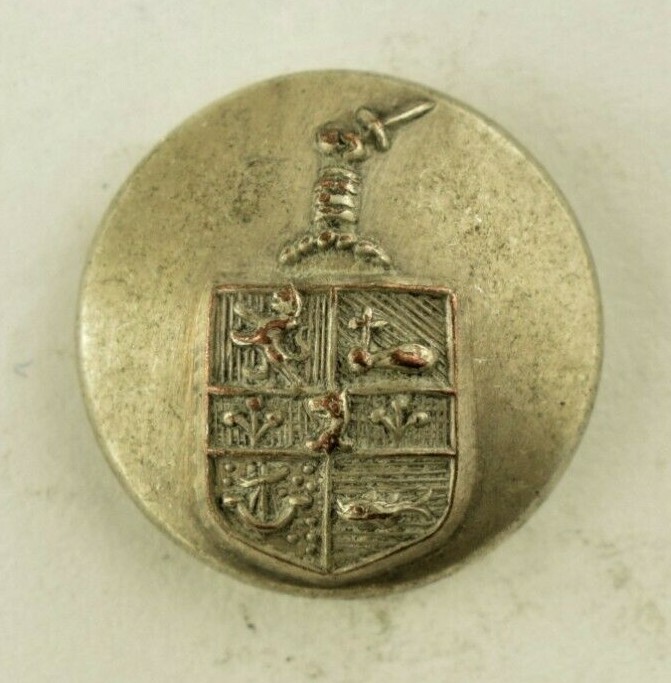 1870s-90s Livery Shield Crest Hand Dagger Sword Uniform Button Original F3AT