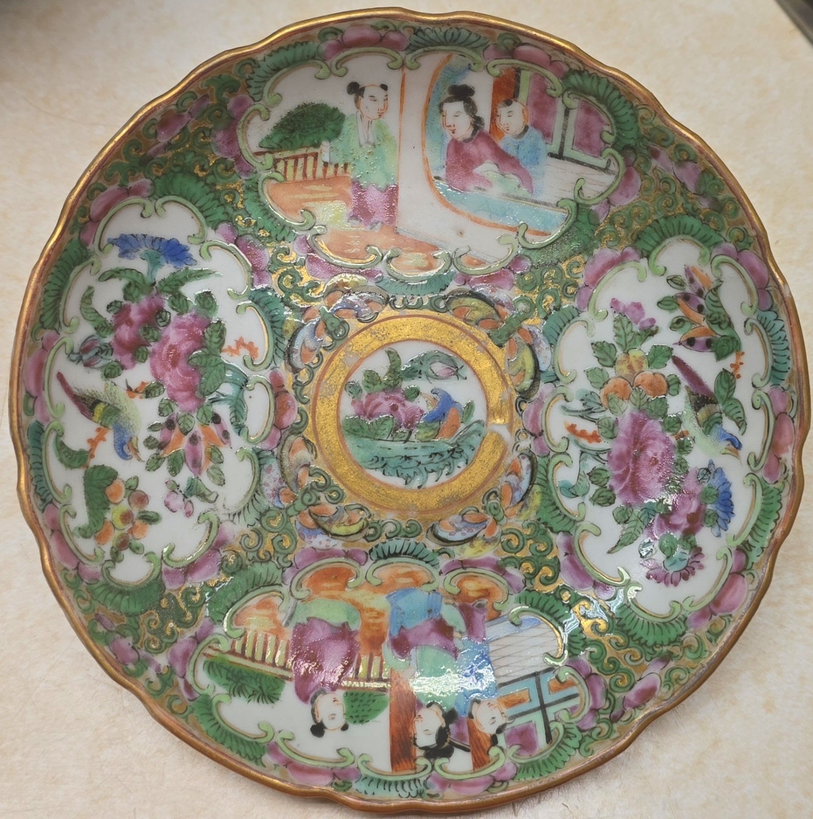 19th C Chinese Export Rose Medallion 5 7/16″ Small Plate
