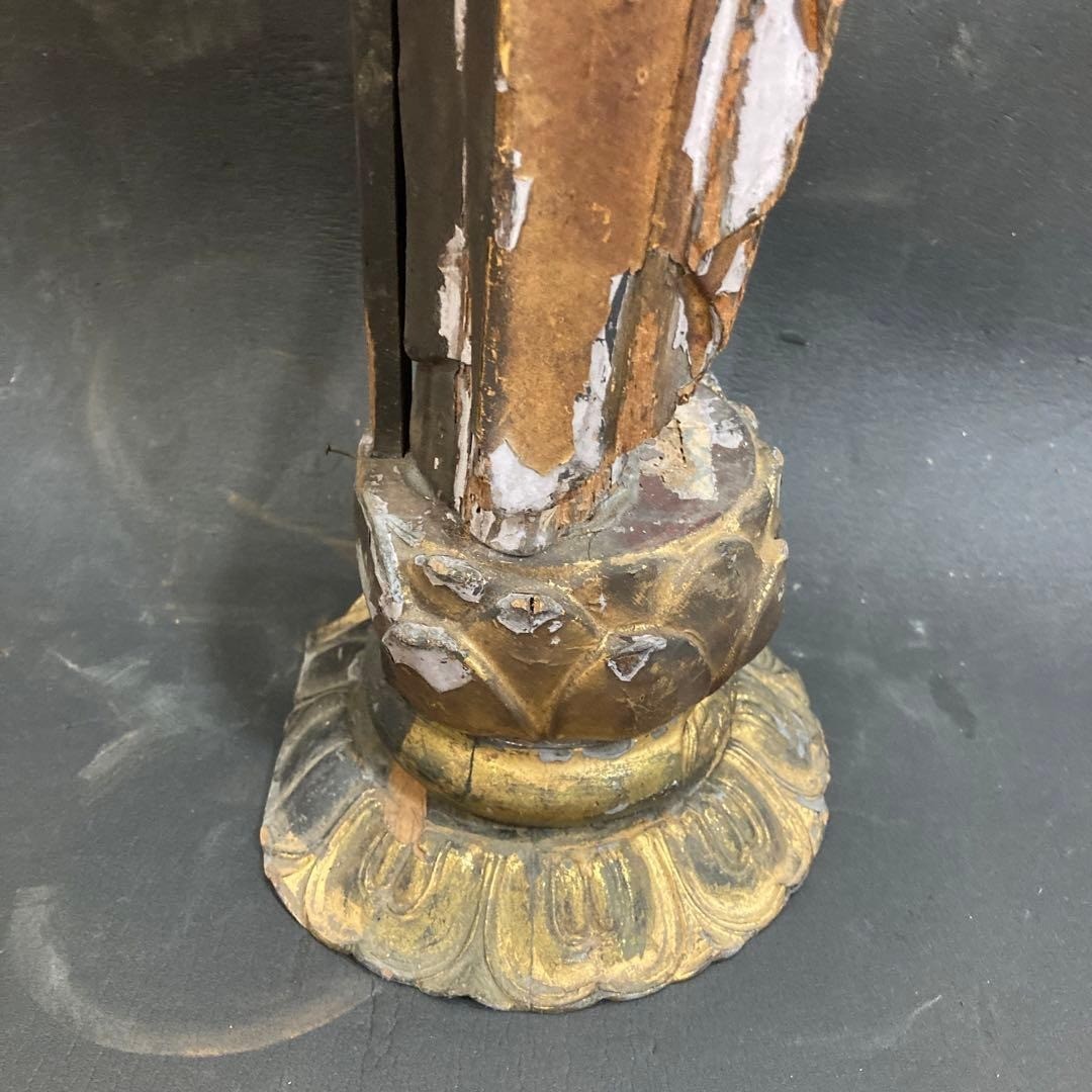 Japanese Antique Muromachi era Wood Carved Amida-Nyorai Amitabha Buddha Statue