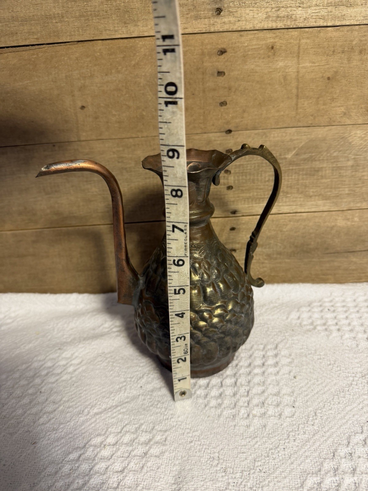 Antique Copper Pitcher Hammered Patina Handcrafted
