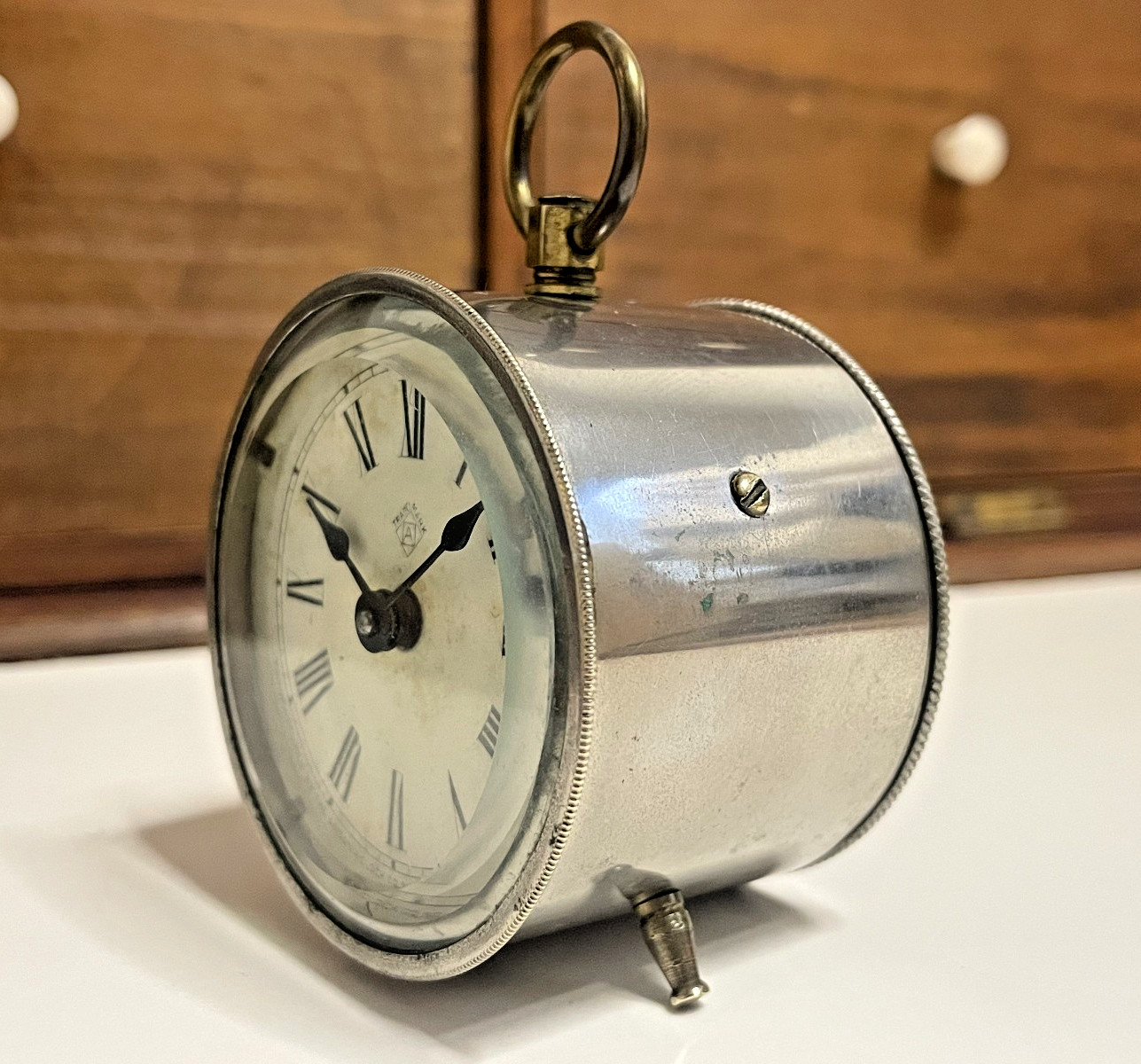 Antique Ansonia Clock Company Wind-Up * BEE * type Travel Clock Working Vintage