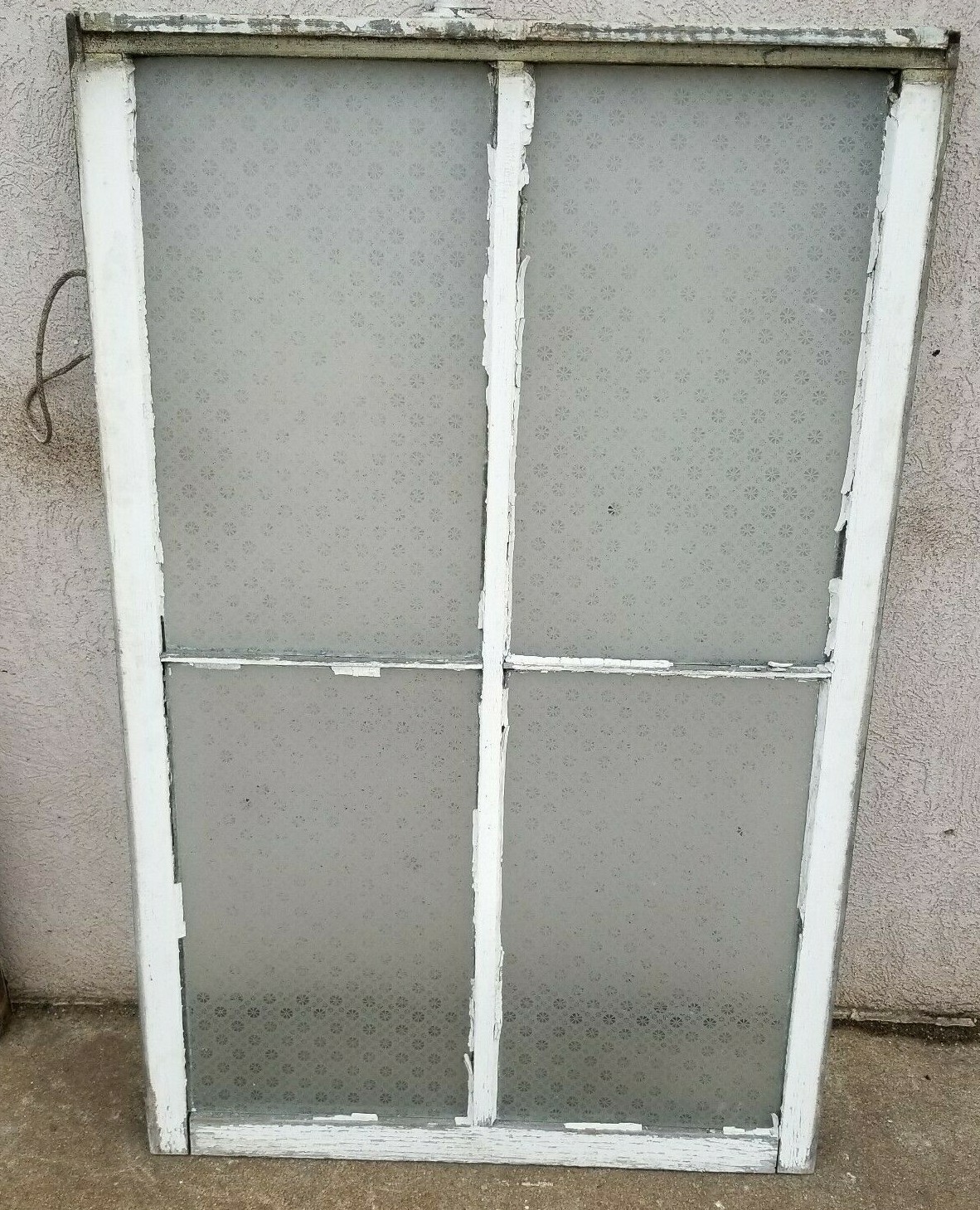 1870s LARGE Victorian ANTIQUE CHURCH RARE Etched GLASS WINDOW 33 x 51 B