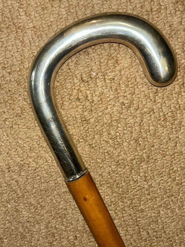 Antique Gents 1927 Military Hallmarked Swedish Silver Crook Maker KGMGA Helaktar